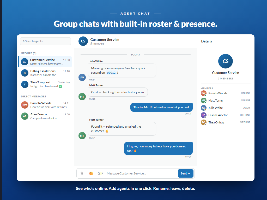 Agent Chat dashboard view — Knowledge and Content Management app on the Zendesk Marketplace