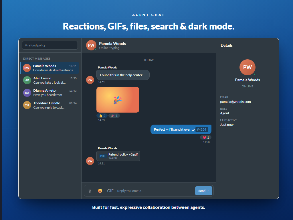 Agent Chat feature detail — Knowledge and Content Management app on the Zendesk Marketplace